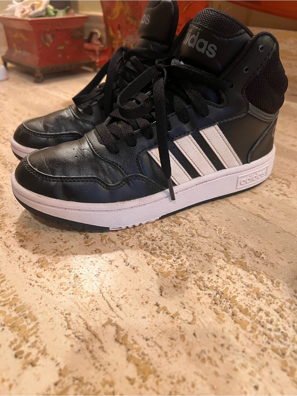Adidas Kids Hoops 3.0 Mid Basketball Sneakers - Black/White Size 3Y